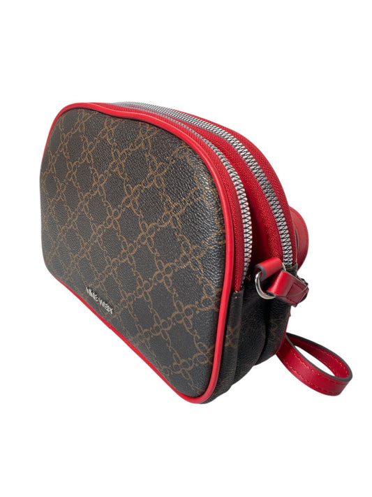 Bolso Crossbody Nine West con Monograma y Detalles en Rojo