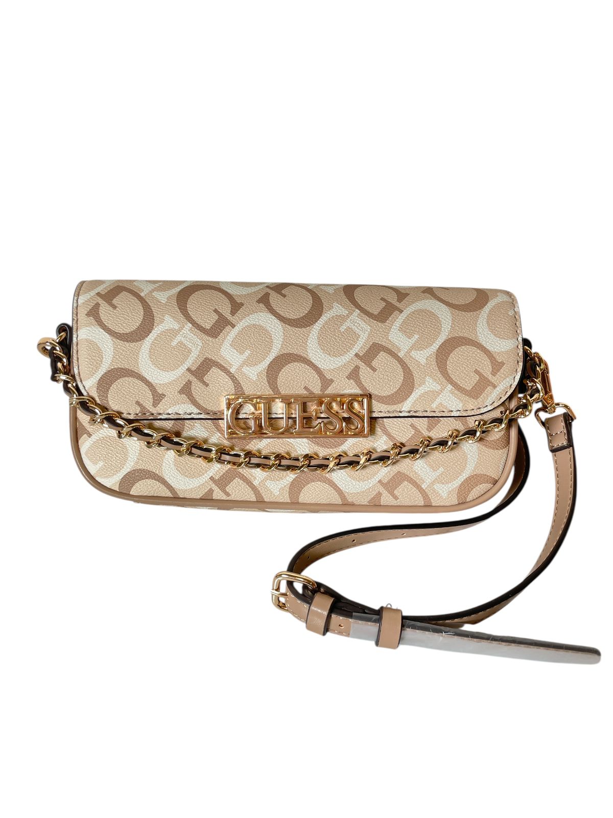 Guess "Noelle" Mini Convertible Crossbody / Rosa / Monogram Cafe /