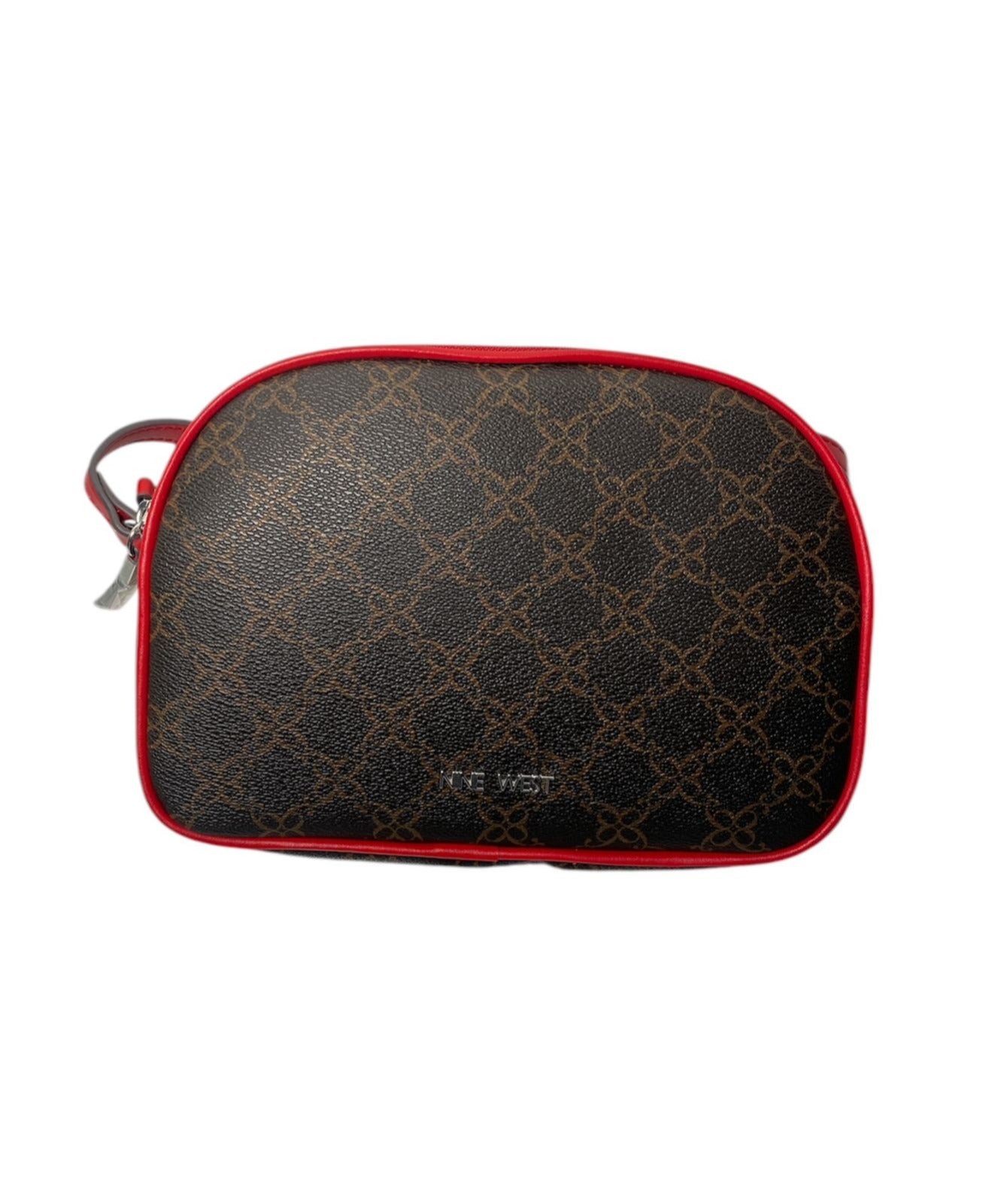 Bolso Crossbody Nine West con Monograma y Detalles en Rojo