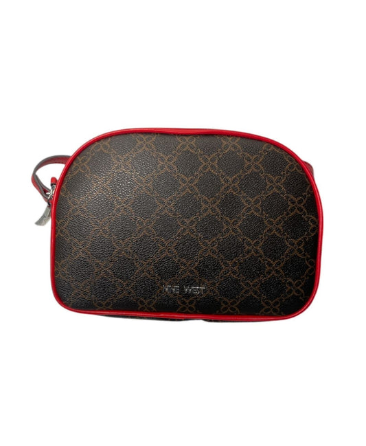 Bolso Crossbody Nine West con Monograma y Detalles en Rojo